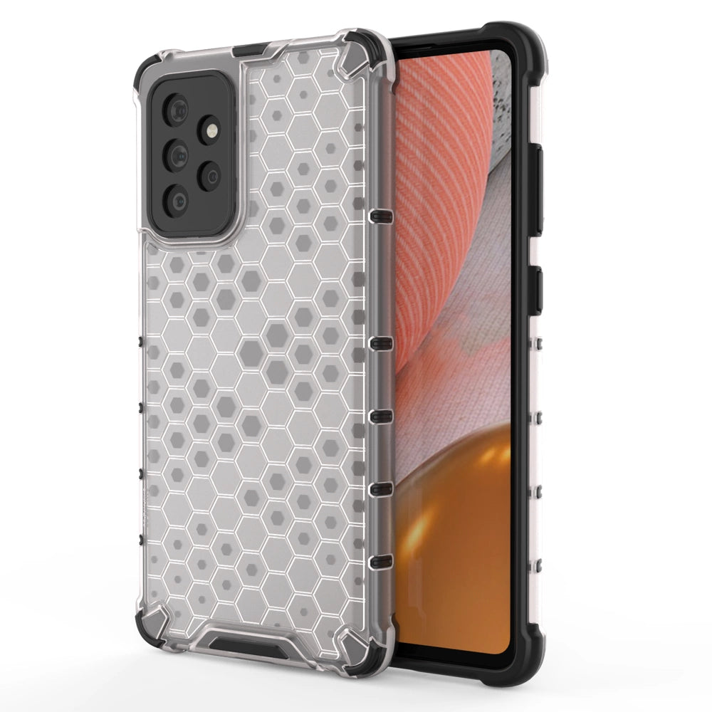Honeycomb Case armor cover with TPU Bumper for Samsung Galaxy A72 4G transparent_0
