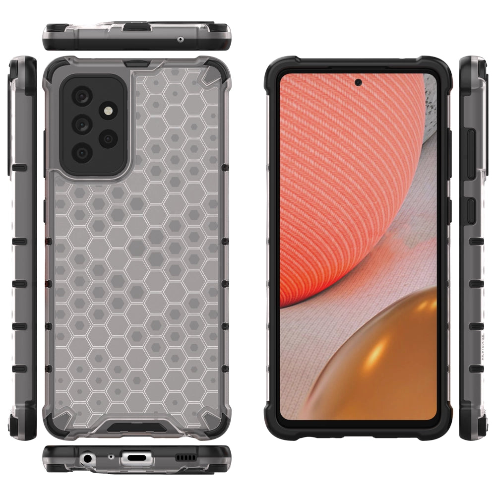 Honeycomb Case armor cover with TPU Bumper for Samsung Galaxy A72 4G transparent_11