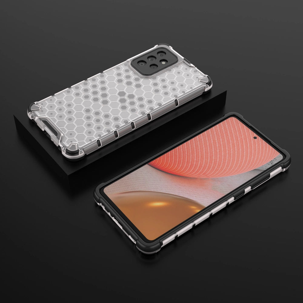 Honeycomb Case armor cover with TPU Bumper for Samsung Galaxy A72 4G transparent_12