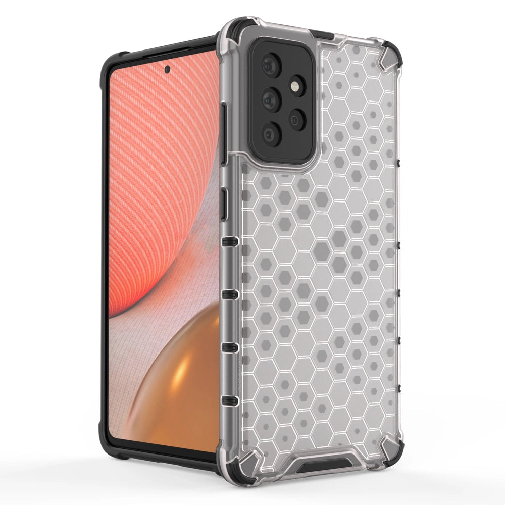Honeycomb Case armor cover with TPU Bumper for Samsung Galaxy A72 4G transparent_1