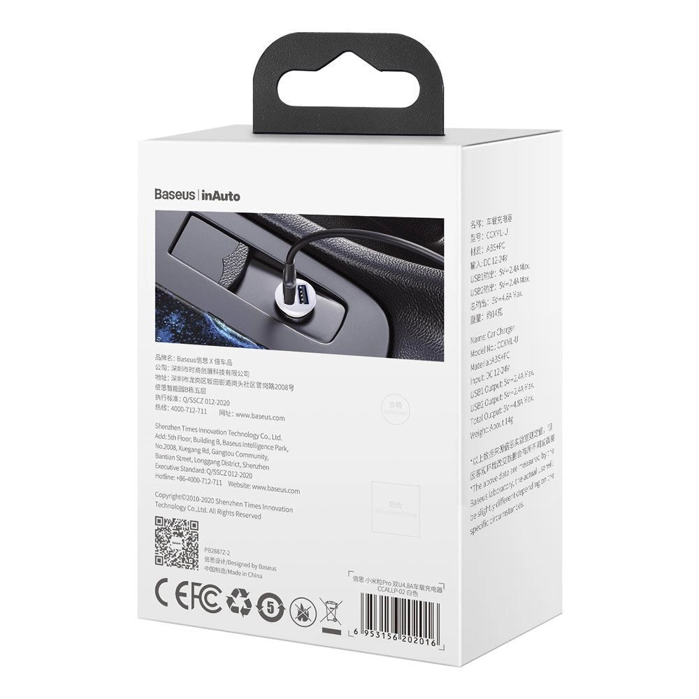 Baseus Grain Pro car charger 2x USB 4.8 A white (CCALLP-02)_11