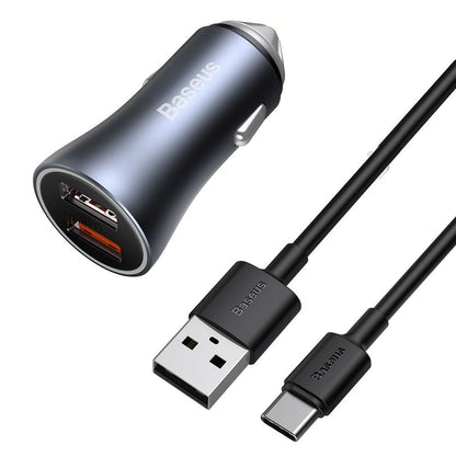 Baseus Golden Contactor Pro fast car charger 2x USB 40 W Quick Charge SCP FCP AFC + USB cable - USB Type C gray (TZCCJD-A0G)_1