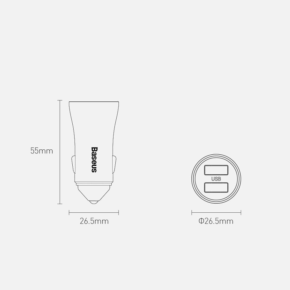 Baseus Golden Contactor Pro fast car charger 2x USB 40 W Quick Charge SCP FCP AFC + USB cable - USB Type C gray (TZCCJD-A0G)_32