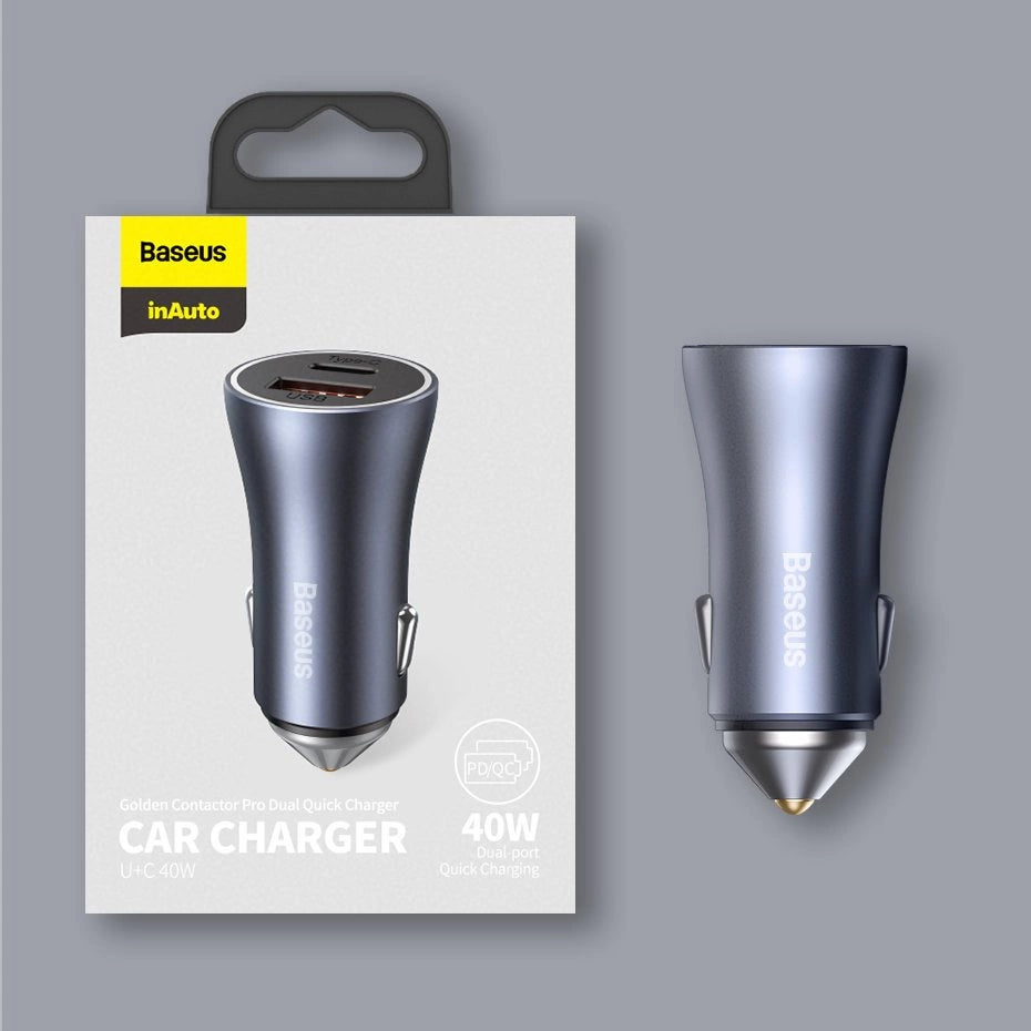 Baseus Golden Contactor Pro fast car charger 2x USB 40 W Quick Charge SCP FCP AFC + USB cable - USB Type C gray (TZCCJD-A0G)_33