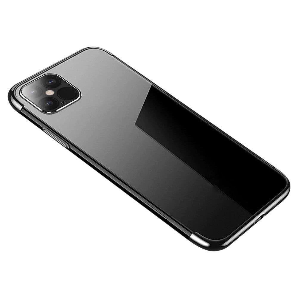 Clear Color Case Gel TPU Electroplating frame Cover for Samsung Galaxy S21 Ultra 5G black_0