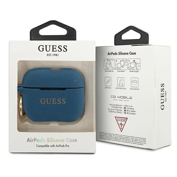 Guess GUACAPSILGLBL AirPods Pro cover blue/blue Silicone Glitter_2