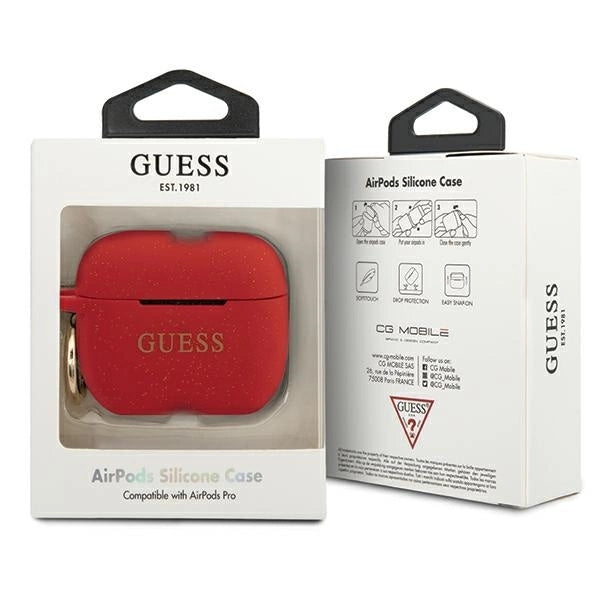 Guess GUACAPSILGLRE AirPods Pro cover red/red Silicone Glitter_2