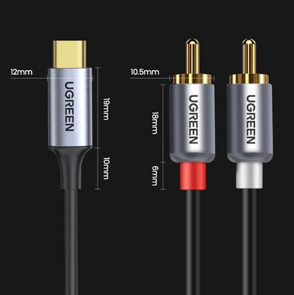 Ugreen audio cable USB Type C (male) - 2RCA (male) 1.5m gray (20193 CM451)_9
