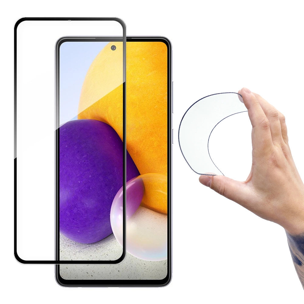 Wozinsky Full Cover Flexi Nano Glass Hybrid Screen Protector with frame for Samsung Galaxy A72 4G black_0