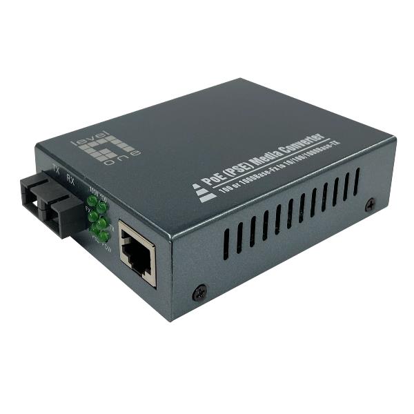 LEVELONE GVT-2013 - MEDIA CONVERTER GIGABIT da RJ45 a SC, PoE PSE, fibra multimodale, 850n_0