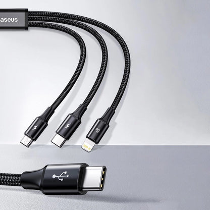 Baseus Rapid Series 3in1 USB-C - USB-C / Lightning / micro USB cable 20W PD 1.5m - green_19