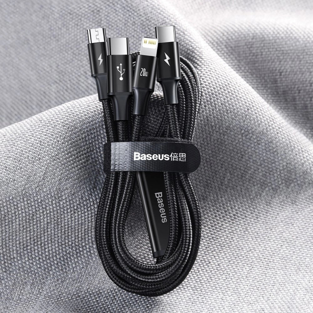 Baseus Rapid Series 3in1 USB-C - USB-C / Lightning / micro USB cable 20W PD 1.5m - green_26
