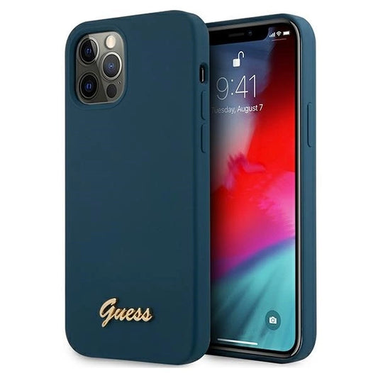 Guess GUHCP12LLSLMGBL iPhone 12 Pro Max 6.7&quot; blue/blue hardcase Metal Logo Script_0