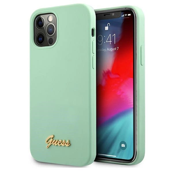 Guess Metal Logo Script Case for iPhone 12 Pro Max 6.7" - Green_0