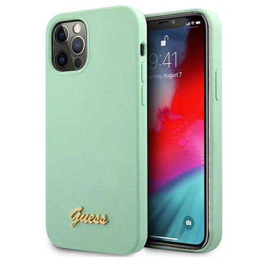 Guess Metal Logo Script Case for iPhone 12 Pro Max 6.7" - Green_0