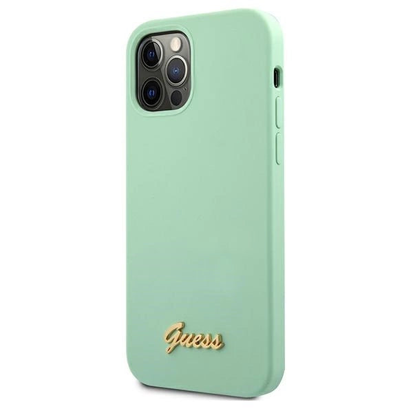 Guess Metal Logo Script Case for iPhone 12 Pro Max 6.7" - Green_1