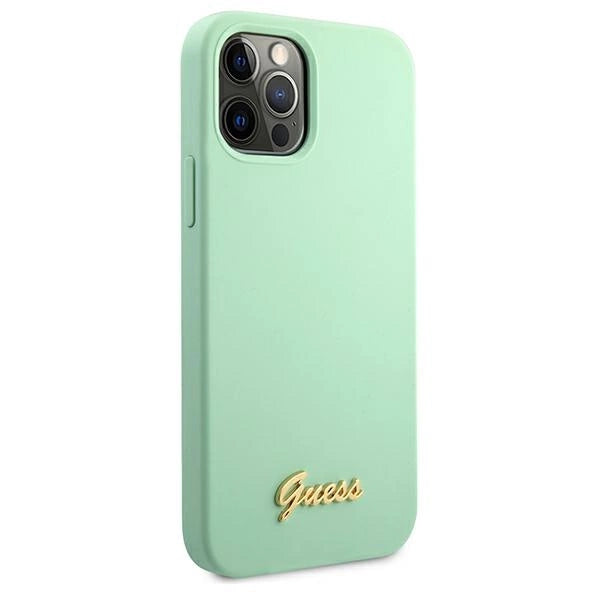 Guess Metal Logo Script Case for iPhone 12 Pro Max 6.7" - Green_3