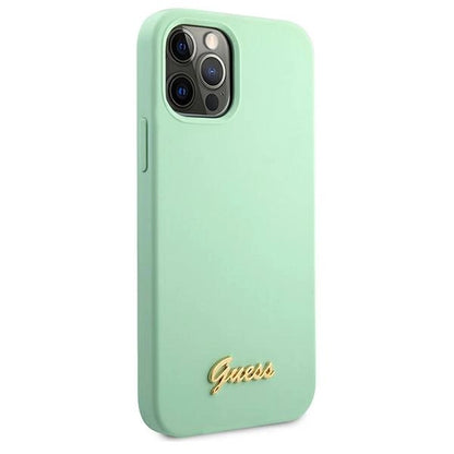 Guess Metal Logo Script Case for iPhone 12 Pro Max 6.7" - Green_3