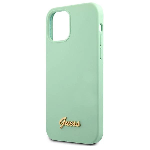 Guess Metal Logo Script Case for iPhone 12 Pro Max 6.7" - Green_5