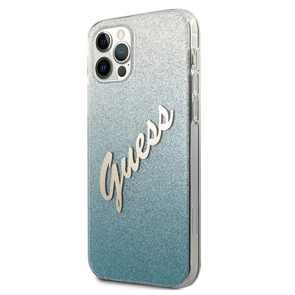 Guess GUHCP12LPCUGLSBL iPhone 12 Pro Max 6.7" blue/blue hardcase Glitter Gradient Script_1