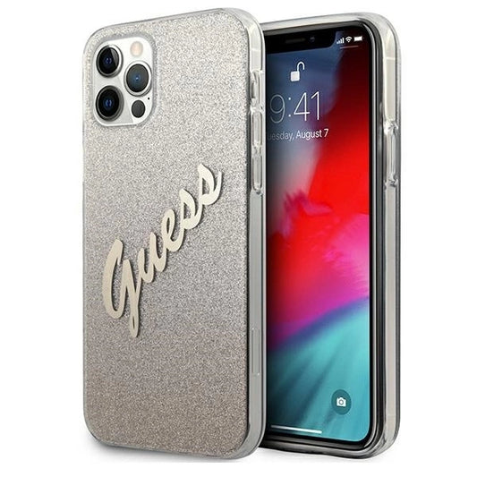 Guess GUHCP12LPCUGLSGO iPhone 12 Pro Max 6.7" gold/gold hardcase Glitter Gradient Script_0