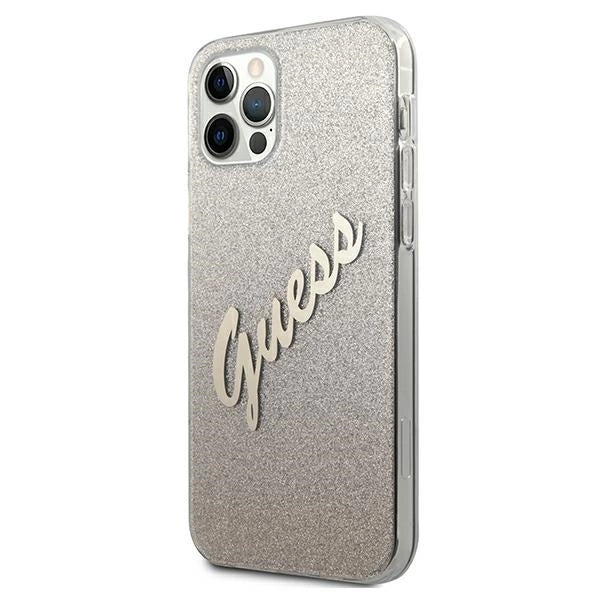 Guess GUHCP12LPCUGLSGO iPhone 12 Pro Max 6.7" gold/gold hardcase Glitter Gradient Script_1