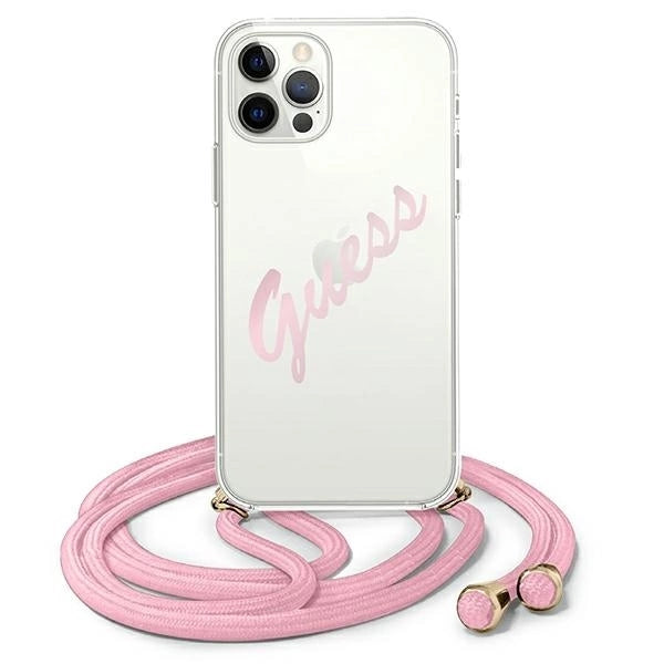 Guess GUHCP12MCRTVSPI iPhone 12/12 Pro 6.1" pink/pink hardcase Script Vintage_0