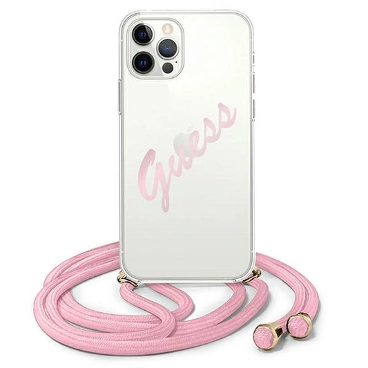 Guess GUHCP12MCRTVSPI iPhone 12/12 Pro 6.1" pink/pink hardcase Script Vintage_0