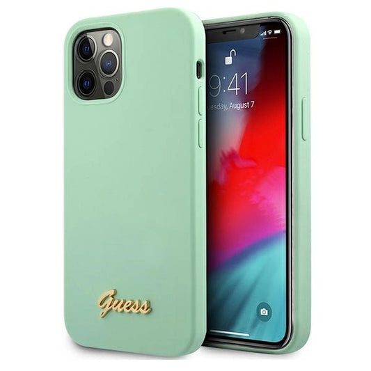Guess GUHCP12MLSLMGGN iPhone 12/12 Pro 6.1&quot; green/green hardcase Metal Logo Script_0