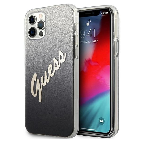 Guess GUHCP12MPCUGLSBK iPhone 12/12 Pro 6.1" black/black hardcase Glitter Gradient Script_0