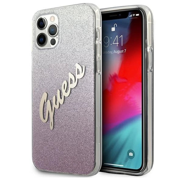 Guess GUHCP12MPCUGLSPI iPhone 12/12 Pro 6.1" pink/pink hardcase Glitter Gradient Script_0