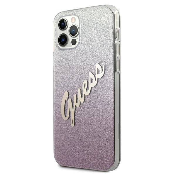 Guess GUHCP12MPCUGLSPI iPhone 12/12 Pro 6.1" pink/pink hardcase Glitter Gradient Script_1