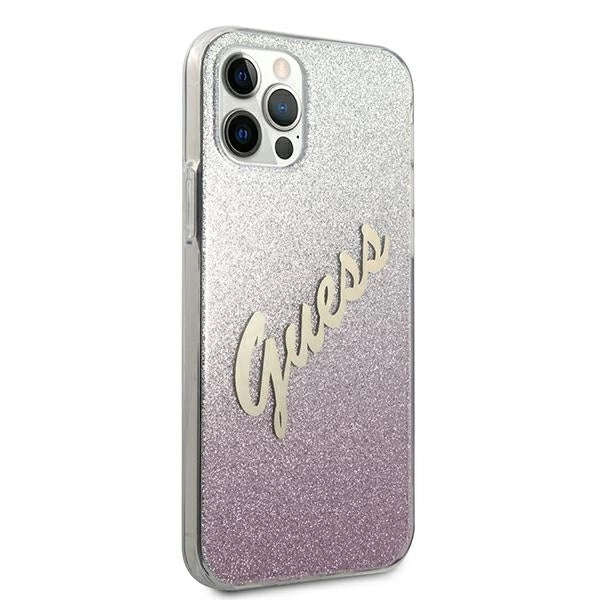 Guess GUHCP12MPCUGLSPI iPhone 12/12 Pro 6.1" pink/pink hardcase Glitter Gradient Script_3