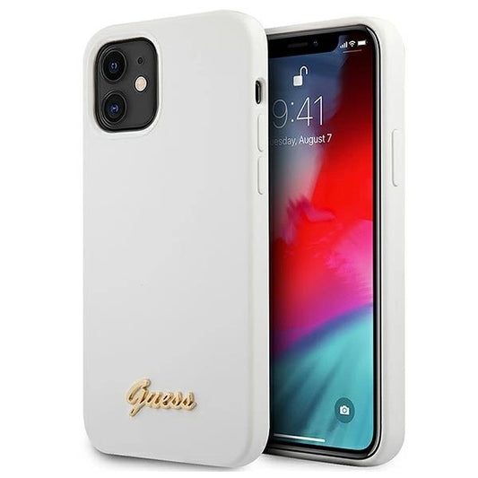 Guess GUHCP12SLSLMGWH iPhone 12 mini 5.4" white/white hardcase Metal Logo Script_0