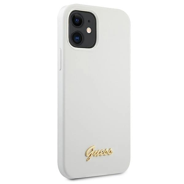Guess GUHCP12SLSLMGWH iPhone 12 mini 5.4" white/white hardcase Metal Logo Script_3