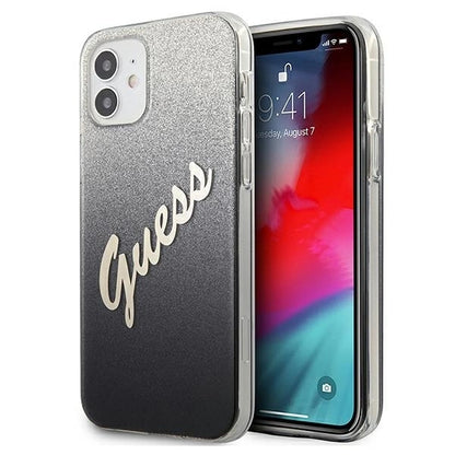Guess GUHCP12SPCUGLSBK iPhone 12 mini 5.4" black/black hardcase Glitter Gradient Script_0