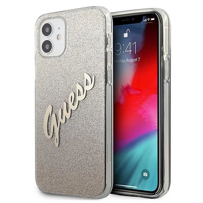 Guess GUHCP12SPCUGLSGO iPhone 12 mini 5.4" gold/gold hardcase Glitter Gradient Script_0