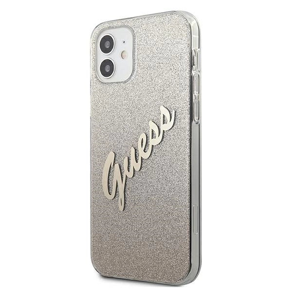 Guess GUHCP12SPCUGLSGO iPhone 12 mini 5.4" gold/gold hardcase Glitter Gradient Script_1
