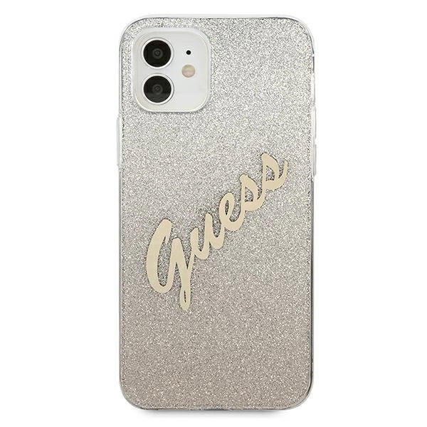 Guess GUHCP12SPCUGLSGO iPhone 12 mini 5.4" gold/gold hardcase Glitter Gradient Script_2