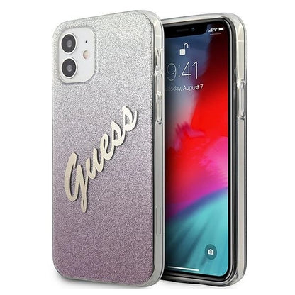 Guess GUHCP12SPCUGLSPI iPhone 12 mini 5.4" pink/pink hardcase Glitter Gradient Script_0