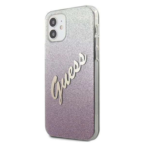 Guess GUHCP12SPCUGLSPI iPhone 12 mini 5.4" pink/pink hardcase Glitter Gradient Script_1