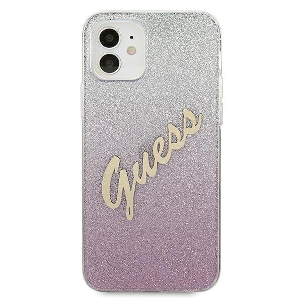 Guess GUHCP12SPCUGLSPI iPhone 12 mini 5.4" pink/pink hardcase Glitter Gradient Script_2