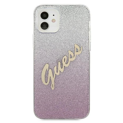 Guess GUHCP12SPCUGLSPI iPhone 12 mini 5.4" pink/pink hardcase Glitter Gradient Script_2