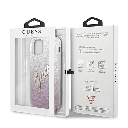 Guess GUHCP12SPCUGLSPI iPhone 12 mini 5.4" pink/pink hardcase Glitter Gradient Script_7