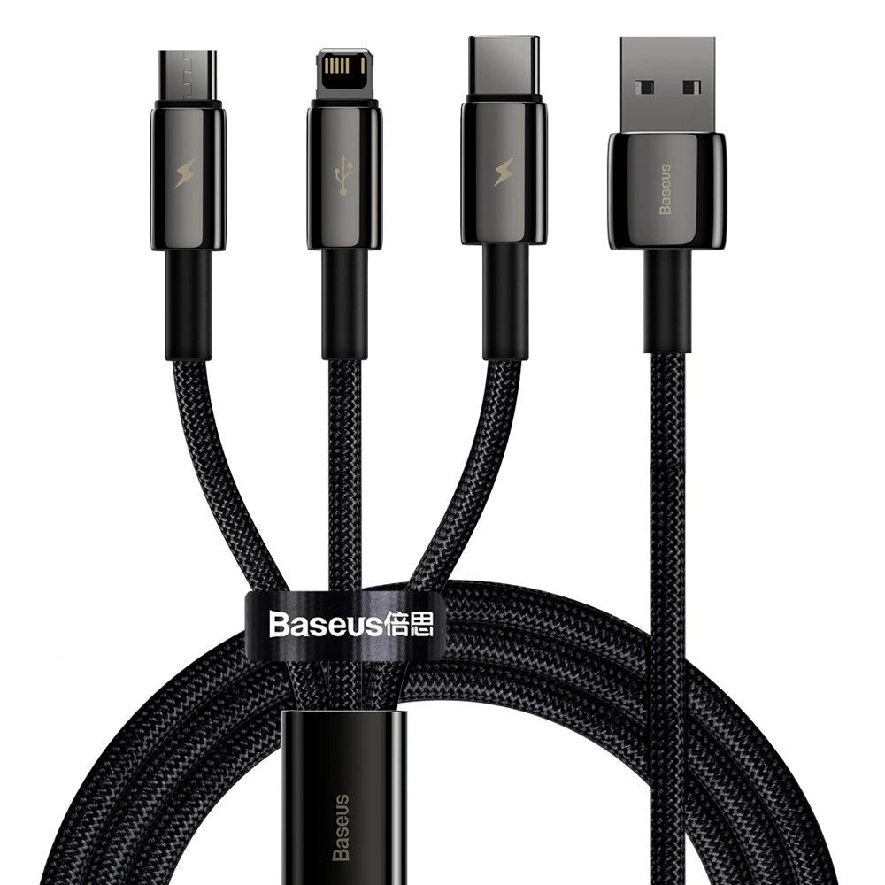 Baseus Tungsten 3in1 cable USB - USB Type C / Lightning / micro USB 3.5 A 1.5 m black (CAMLTWJ-01)_0