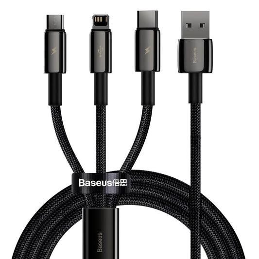 Baseus Tungsten 3in1 cable USB - USB Type C / Lightning / micro USB 3.5 A 1.5 m black (CAMLTWJ-01)_0