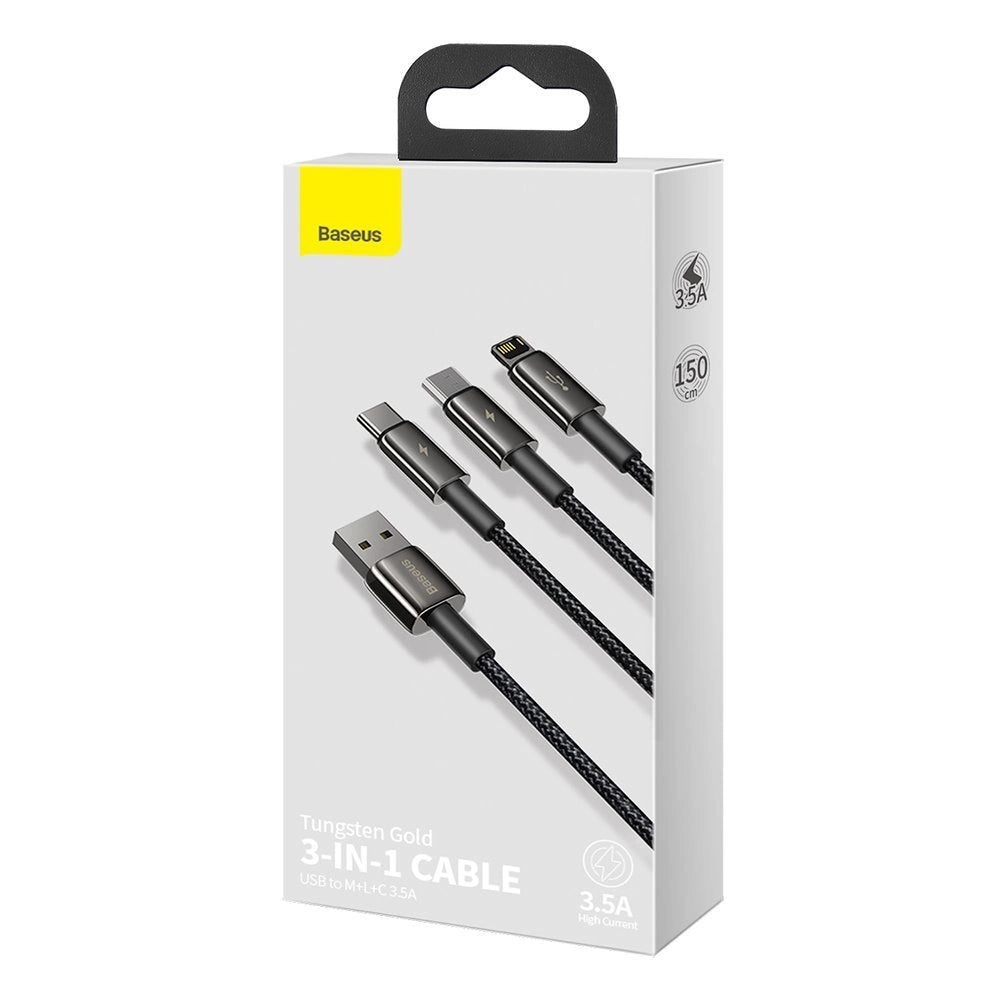 Baseus Tungsten 3in1 cable USB - USB Type C / Lightning / micro USB 3.5 A 1.5 m black (CAMLTWJ-01)_14