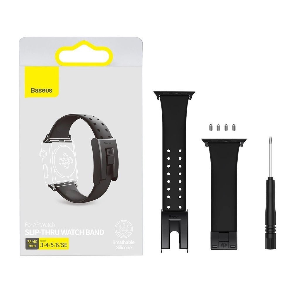 Baseus Slip-Thru strap band bracelet for Apple Watch 3/4/5/6/SE 38mm/40mm black (LBWSE-01)_18