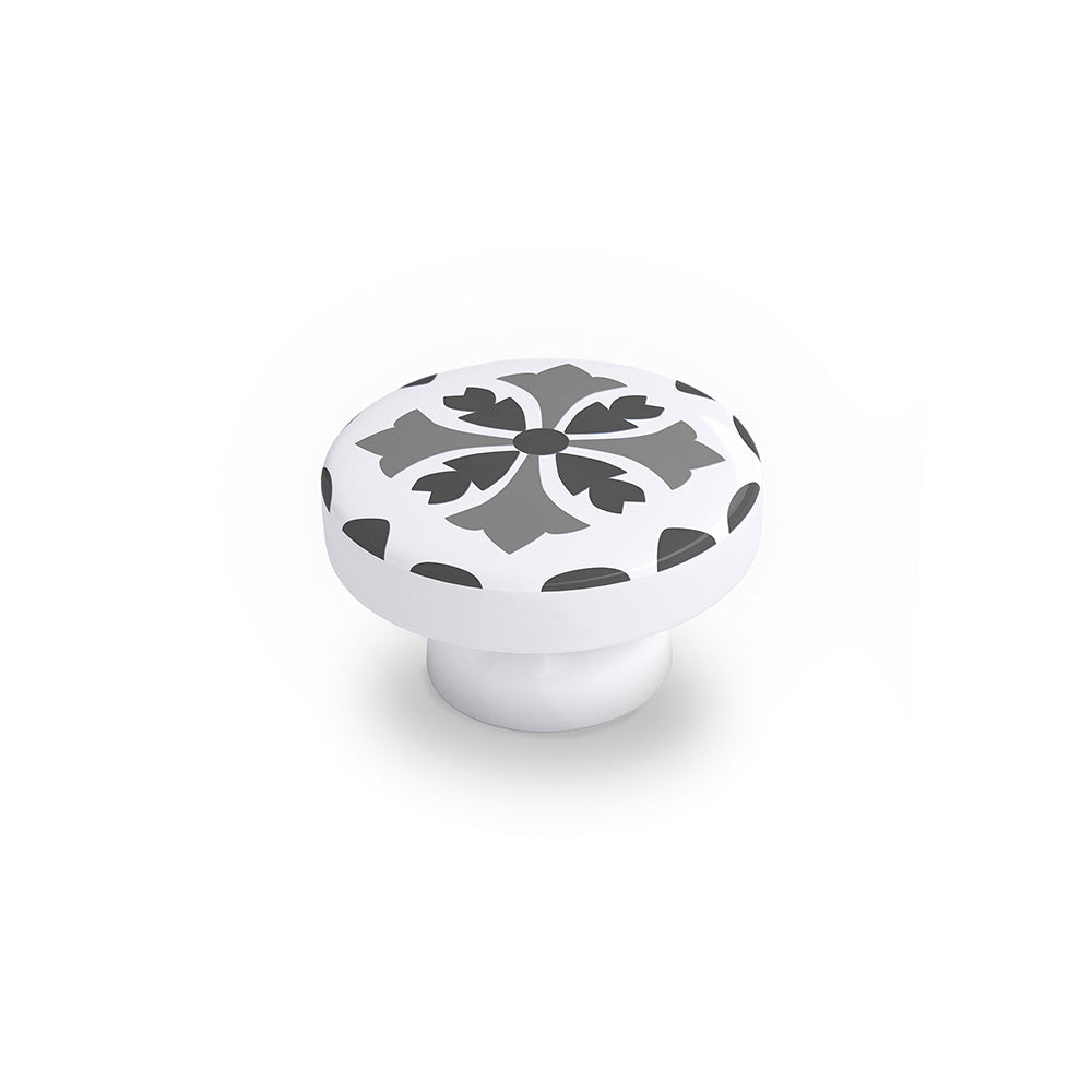 BlÃ­ster com 4 puxadores redondos para mÃ³veis, fabricados em madeira e acabamento cinzento. mod. e243 Ã¸38mm. rei_0