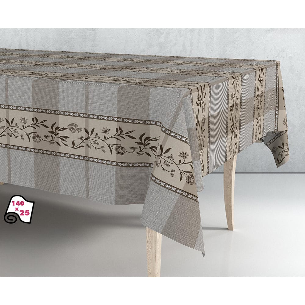 Rolo toalha de mesa pvc bege-castanho 140cm x 25m exma_0